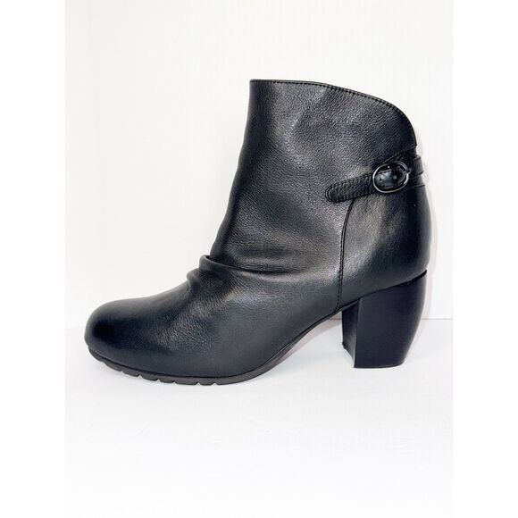 L'Amour Des Pieds Black Leather Ankle Boots Buttery Soft Bootie Buckle Block 6.5 - Picture 12 of 16